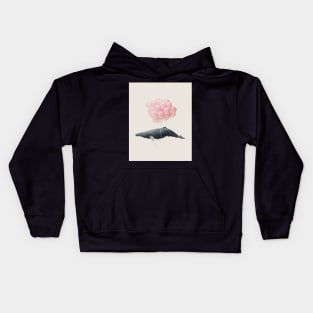 Whale and pink balloons Kids Hoodie